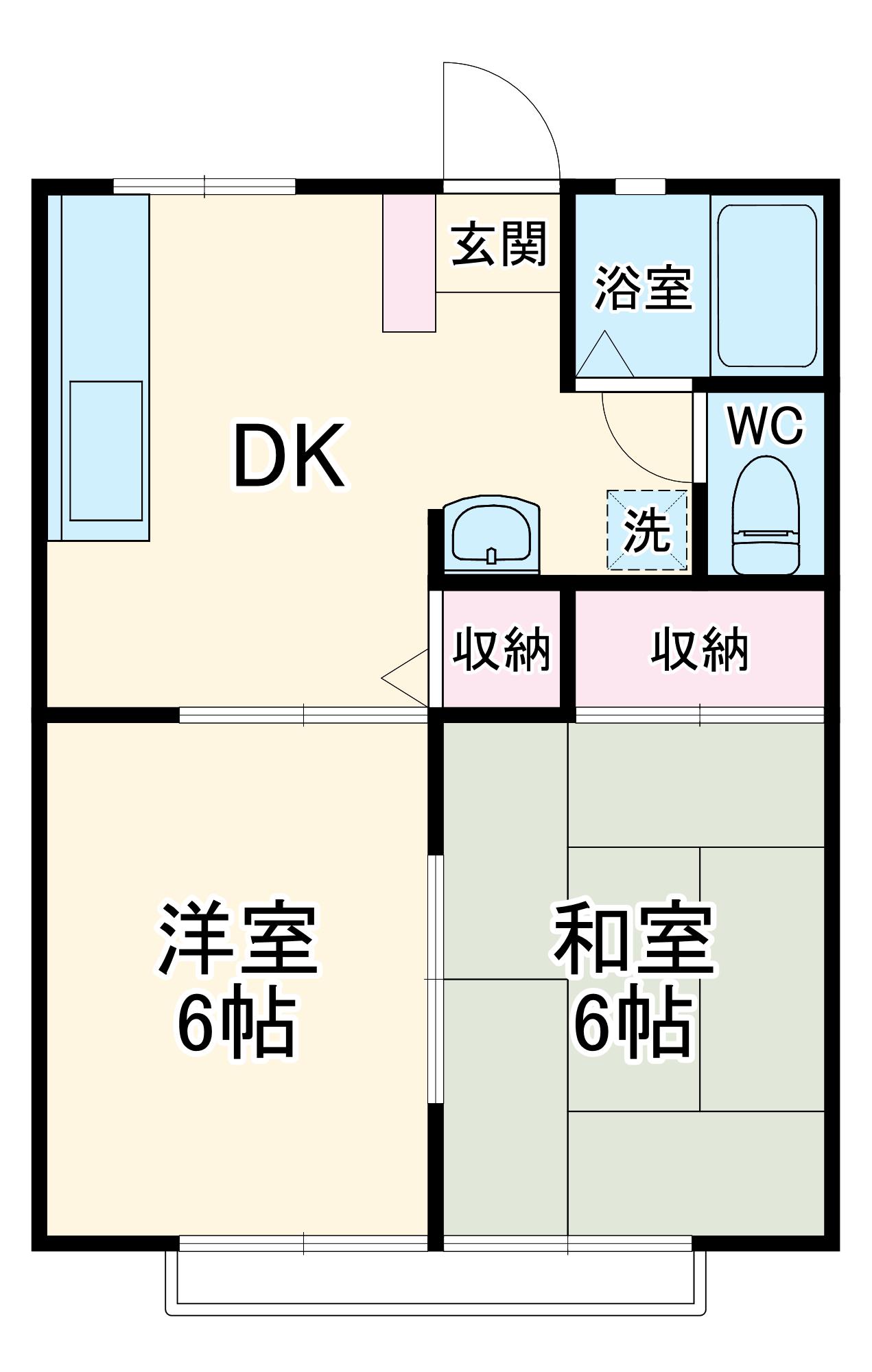 サンハウス B(2DK/2階)の間取り写真