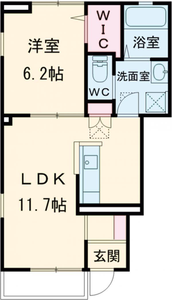 ハピネス E棟(1LDK/1階)の間取り写真