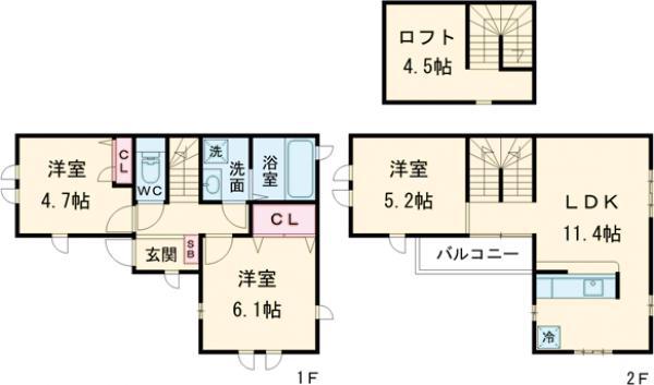 グランアミ(3LDK)の間取り写真