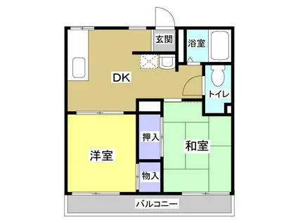 サンハイツ駅南(2DK/1階)の間取り写真