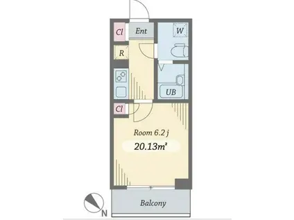 ダイヤモンドタワー西小山(1K/10階)の間取り写真