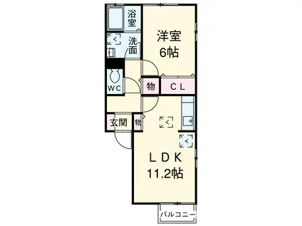 ZONE雁道Ⅱ(1LDK/2階)の間取り写真