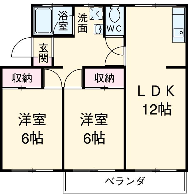 ユートピア南山(2LDK/3階)の間取り写真