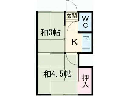 石川荘(2K/1階)の間取り写真