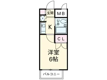 シーズンコート平郷町(1K/4階)の間取り写真