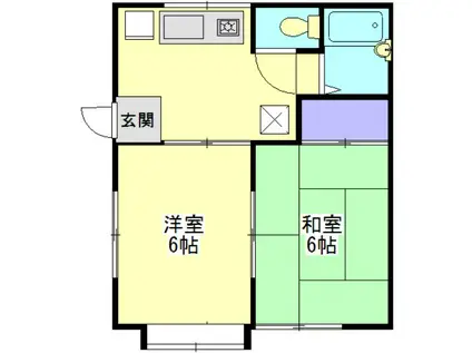 コーポブラッサム(2DK/1階)の間取り写真