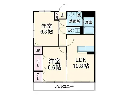 アスタリスク城西(2LDK/2階)の間取り写真