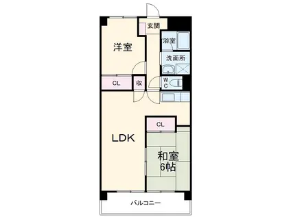 セレクト山之手(2LDK/6階)の間取り写真