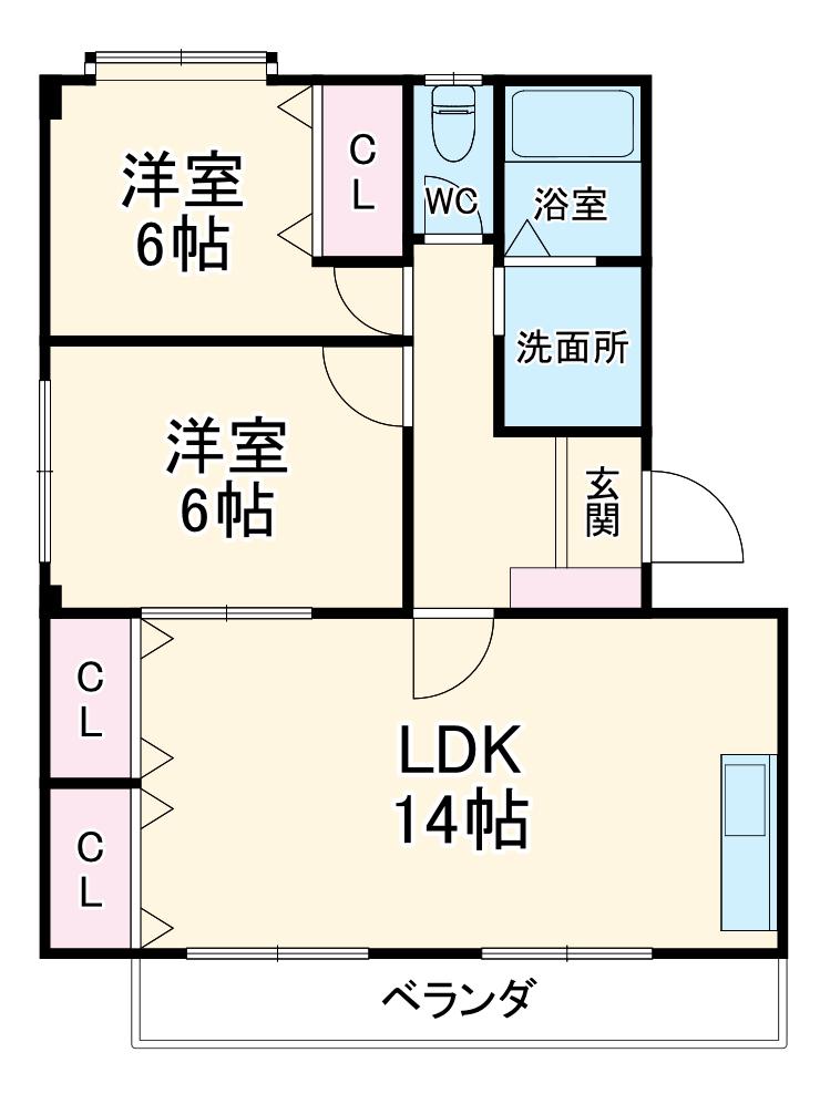 ジーライズ西味鋺A棟(3LDK/2階)の間取り写真