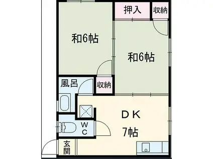 日の出荘(2DK/2階)の間取り写真