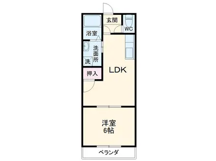 スカイハイツ(1LDK/2階)の間取り写真
