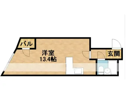 松尾ヴィラ(ワンルーム/2階)の間取り写真