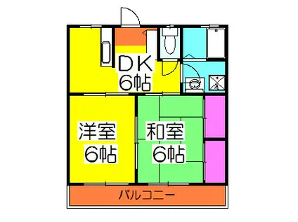 ハピネスC棟(2DK/1階)の間取り写真