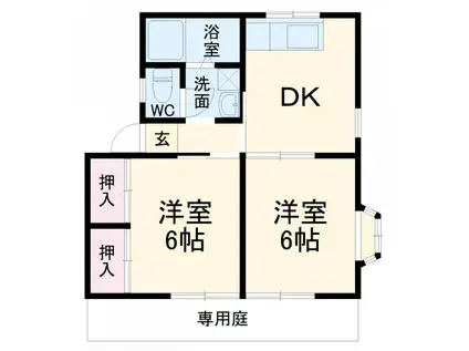 レジェント・ヒル B(2DK/2階)の間取り写真