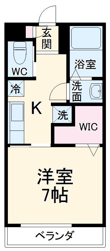 パームコテージⅩ番館(1K/1階)の間取り写真