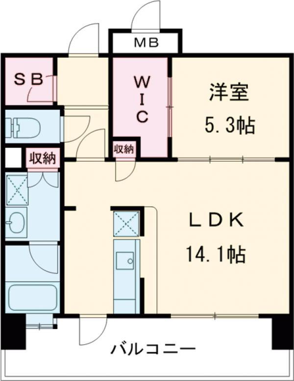エンクレストGRAN博多駅前(1LDK/12階)の間取り写真
