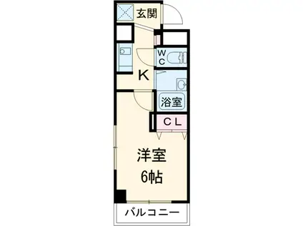 ベイサイドヒルズ岸谷(1K/3階)の間取り写真