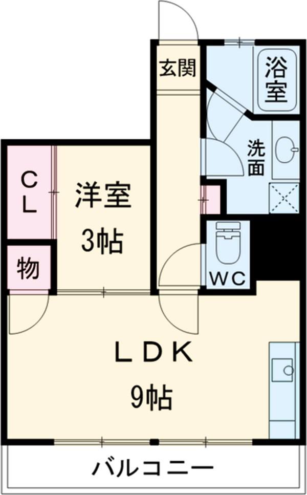 名豊第2ビル(1LDK/3階)の間取り写真