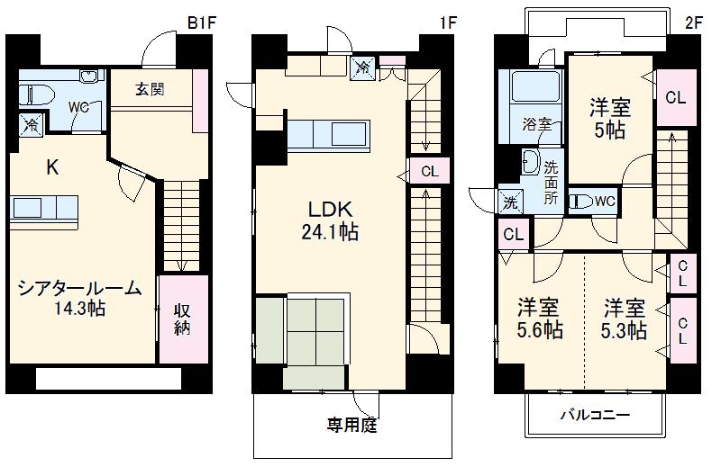 密柑山レジデンス(3SLDK)の間取り写真