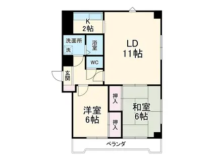 サンシティウィンディコート(2LDK/4階)の間取り写真