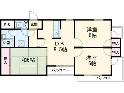 ロイヤル長草(3DK/2階)の間取り写真