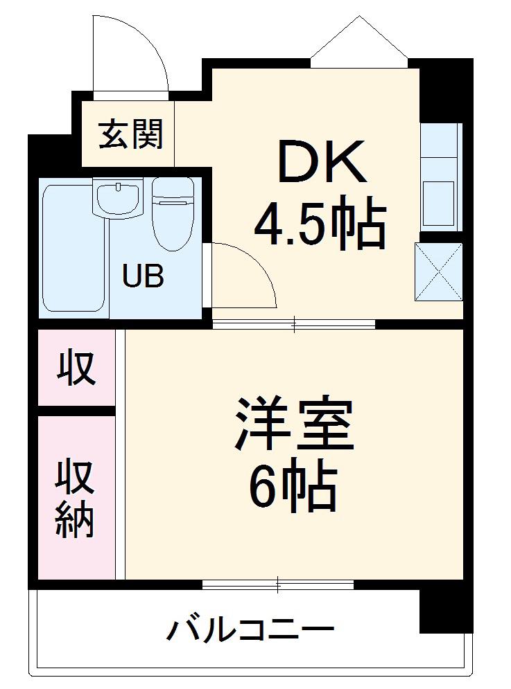 キャッスルミニ松園(1DK/4階)の間取り写真