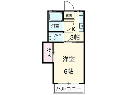 ハイツみどり(1K/2階)の間取り写真