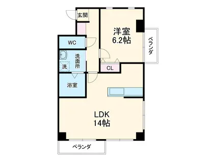 BONNE CHANCEⅡ(1LDK/4階)の間取り写真