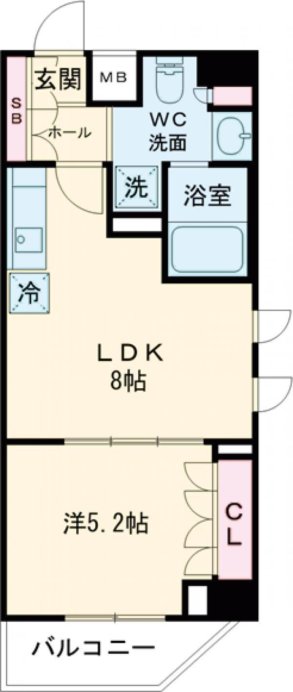 プラウドフラット代々木八幡(1LDK/5階)の間取り写真