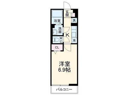 リブリ・クレール浦和(1K/1階)の間取り写真