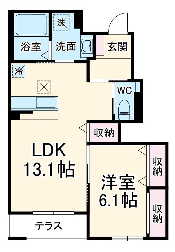 ネオ・クレストB(1LDK/1階)の間取り写真