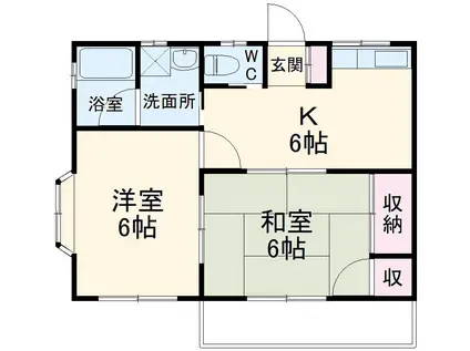 アペニイB(2DK/2階)の間取り写真