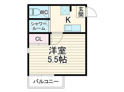 PLUMAS与野(1K/1階)の間取り写真