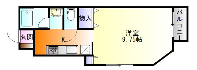 ブライト(1K/1階)の間取り写真