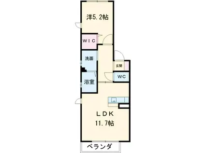 クレセール桃山(1LDK/1階)の間取り写真