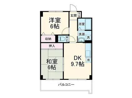 サザンヒルズ(2DK/3階)の間取り写真