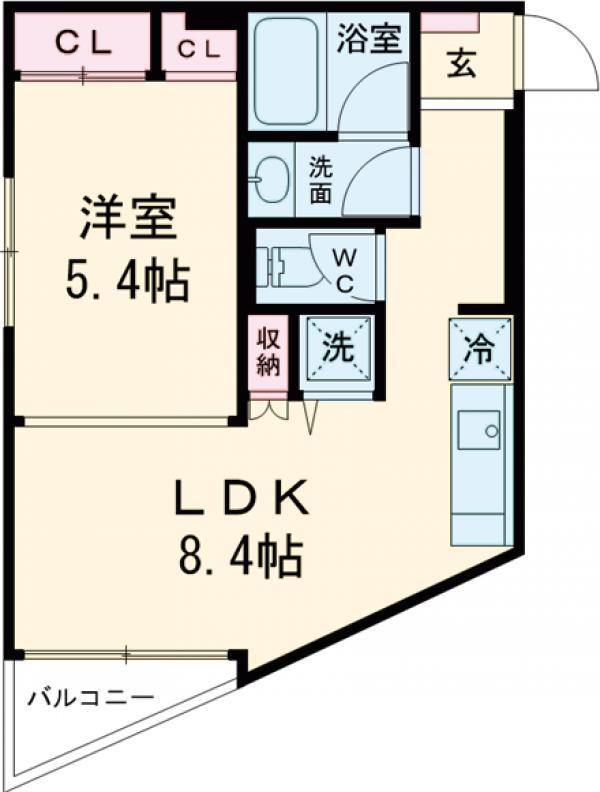 五本木アパートメンツ(1LDK/2階)の間取り写真
