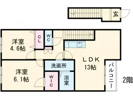アルカンシェル宮前(2LDK/2階)の間取り写真