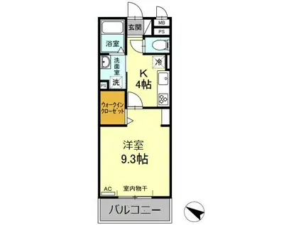 パストラーレ富士松(1K/3階)の間取り写真