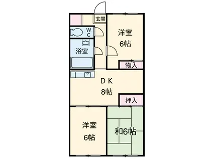 ベルアーバン(3DK/2階)の間取り写真