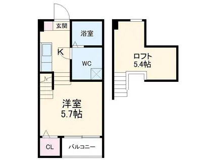 プレンフルⅢ(1K/1階)の間取り写真