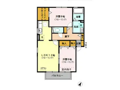 トライコート3(2LDK/1階)の間取り写真