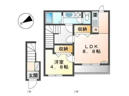 JOYFUL(1LDK/2階)の間取り写真