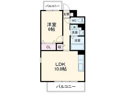 レユシール(1LDK/4階)の間取り写真