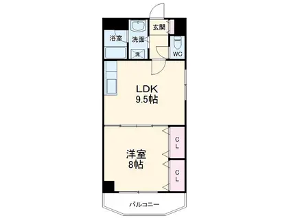 メゾンボナール(1LDK/6階)の間取り写真