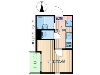 フォレノワール(1K/1階)の間取り写真