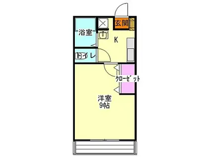 アルザススズラン(1K/2階)の間取り写真