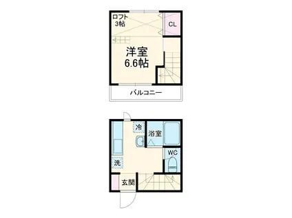 アフェット検見川(1K)の間取り写真