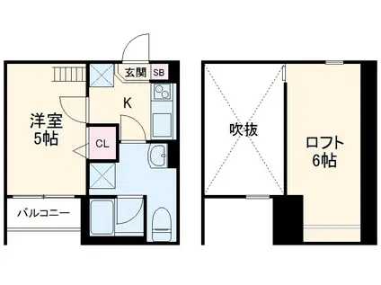 CASA R 西ノ京(1K/1階)の間取り写真