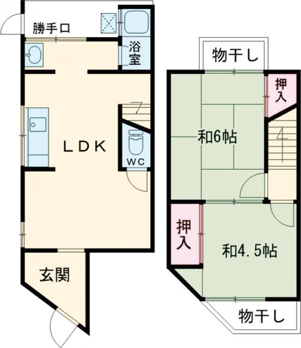 太秦森ヶ前町貸家(2LDK)の間取り写真